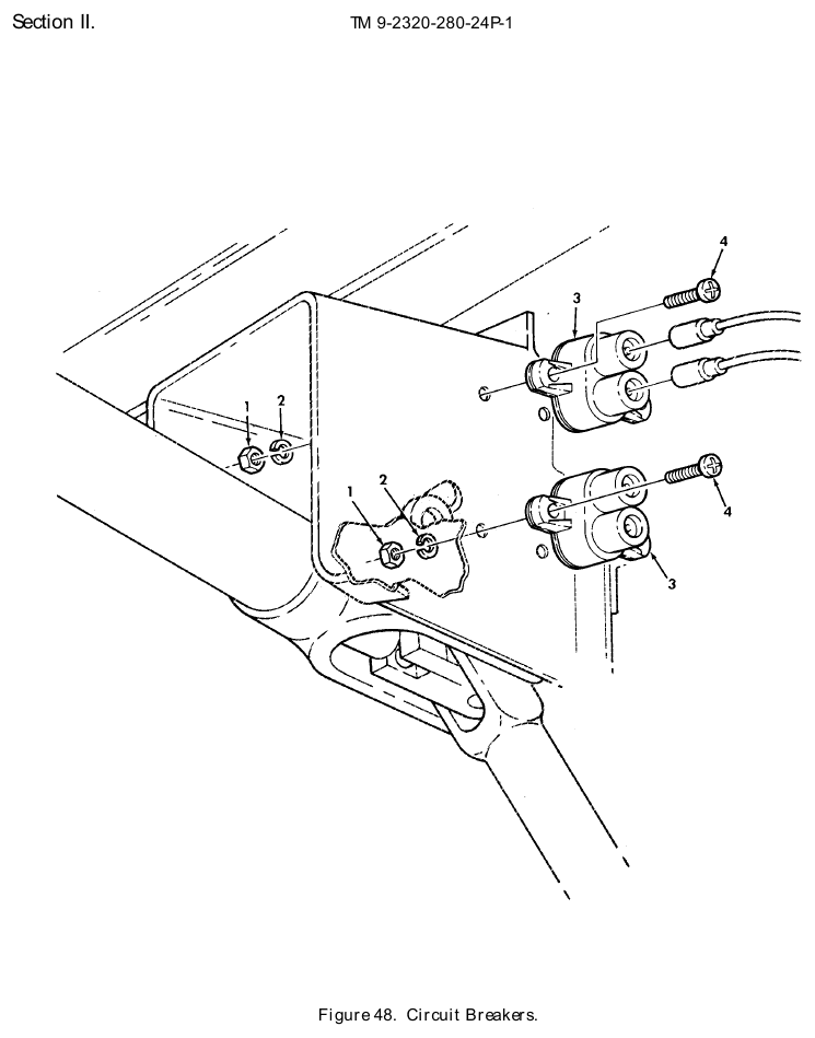 TM 9-2320-280-24P figure 48, Circuit Breakers: exploded drawing with item numbers