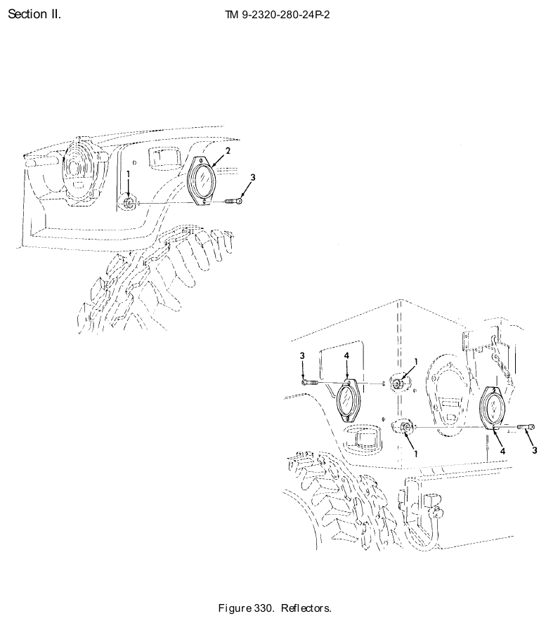 TM 9-2320-280-24P figure 330, Reflectors: exploded drawing with item numbers