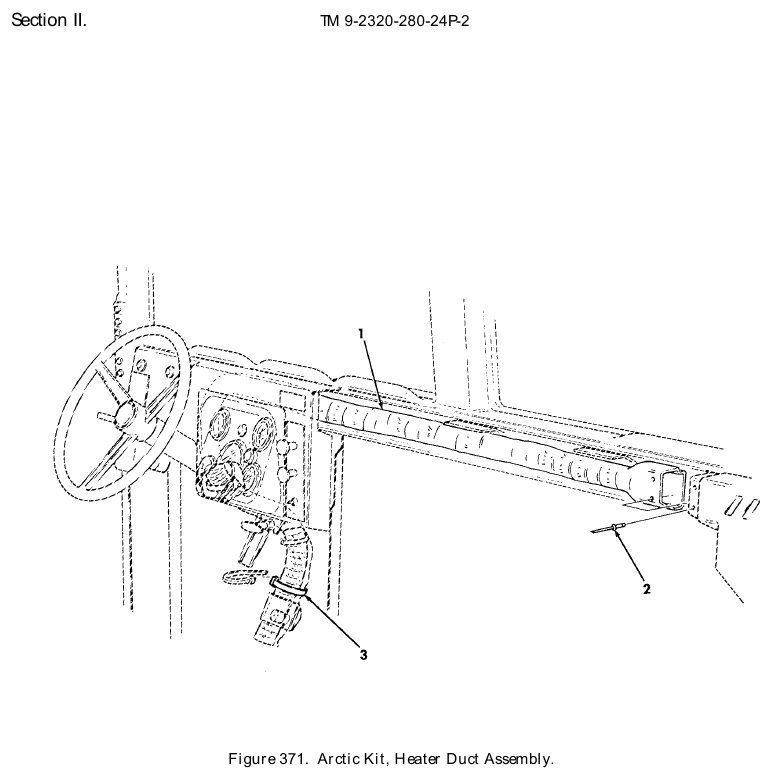 TM 9-2320-280-24P figure 371, Arctic Kit, Heater Duct Assembly: exploded drawing with item numbers