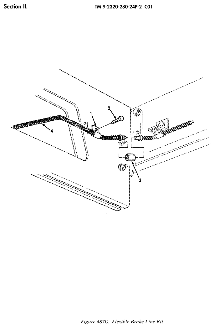 TM 9-2320-280-24P figure 487C, Flexible Brake Line Kit: exploded drawing with item numbers
