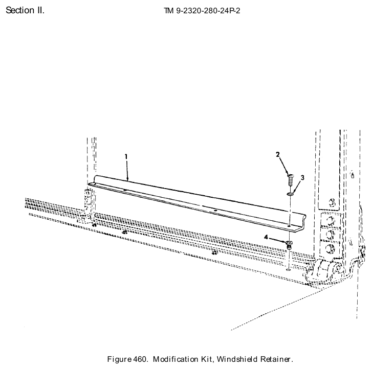 TM 9-2320-280-24P figure 460, Modification Kit, Windshield Retainer: exploded drawing with item numbers