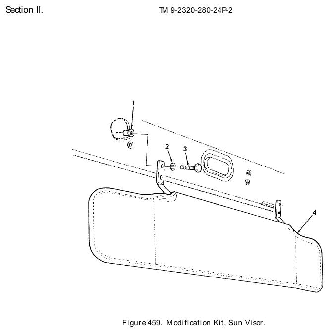 TM 9-2320-280-24P figure 459, Modification Kit, Sun Visor: exploded drawing with item numbers
