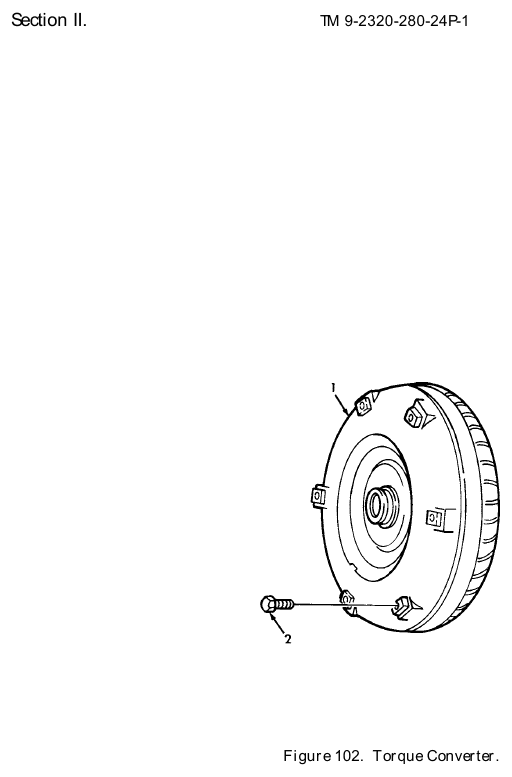 TM 9-2320-280-24P figure 102, Torque Converter: exploded drawing with item numbers
