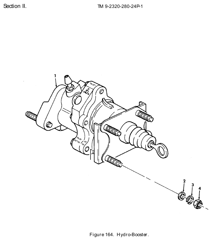 TM 9-2320-280-24P figure 164, Hydro-Booster: exploded drawing with item numbers